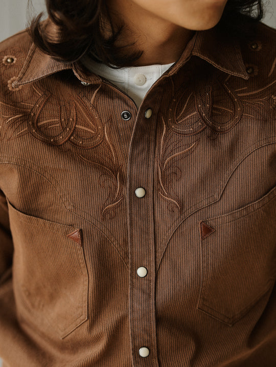 Western Series Paisley Print Rivet Yarn-Dyed Shirt