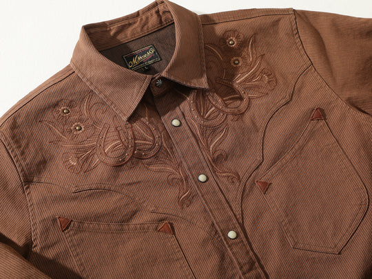 Western Series Paisley Print Rivet Yarn-Dyed Shirt