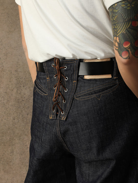 Horse Reins Leather Square Nickel Silver Pin Buckle Belt-Black