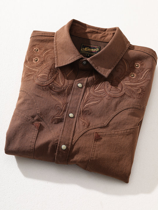 Western Series Paisley Print Rivet Yarn-Dyed Shirt