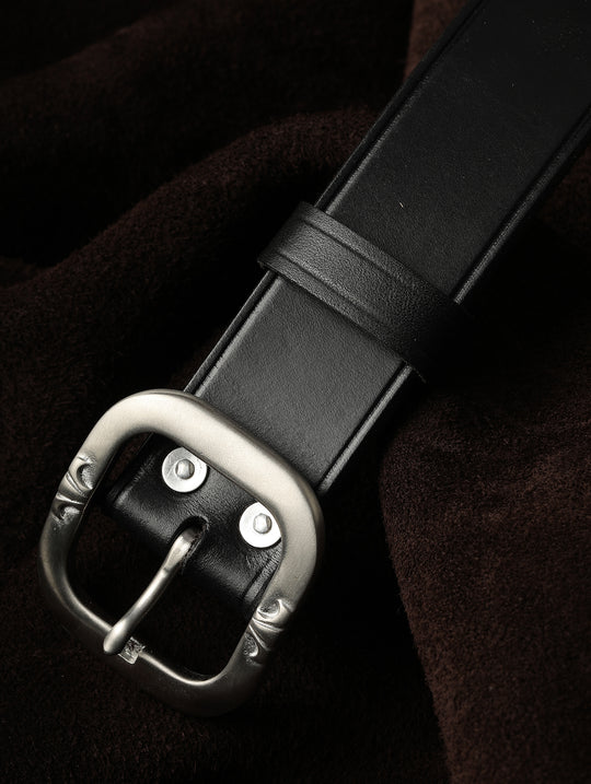 Iris Stainless Steel Pin Buckle Vintage Belt-Hand-Debossed Lines