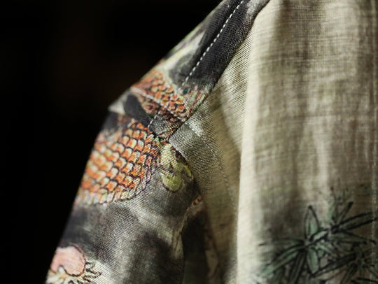 Chinese Ink Wash Dragon Motif Cuban Collar Aloha Shirt