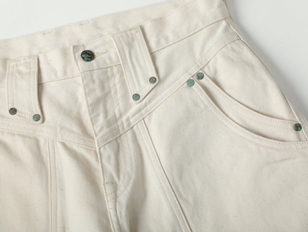 Western Series 14OZ White Denim Spur jeans