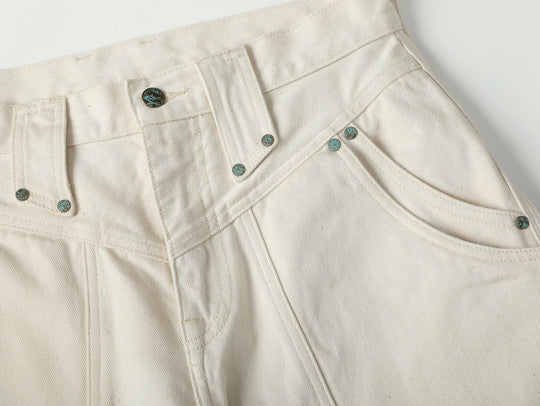 Western Series 14OZ White Denim Spur jeans