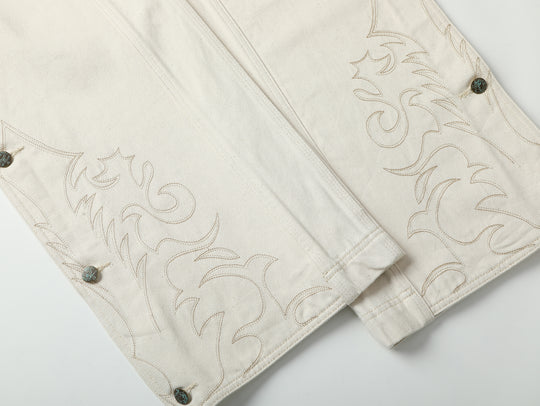 Western Series 14OZ White Denim Spur jeans