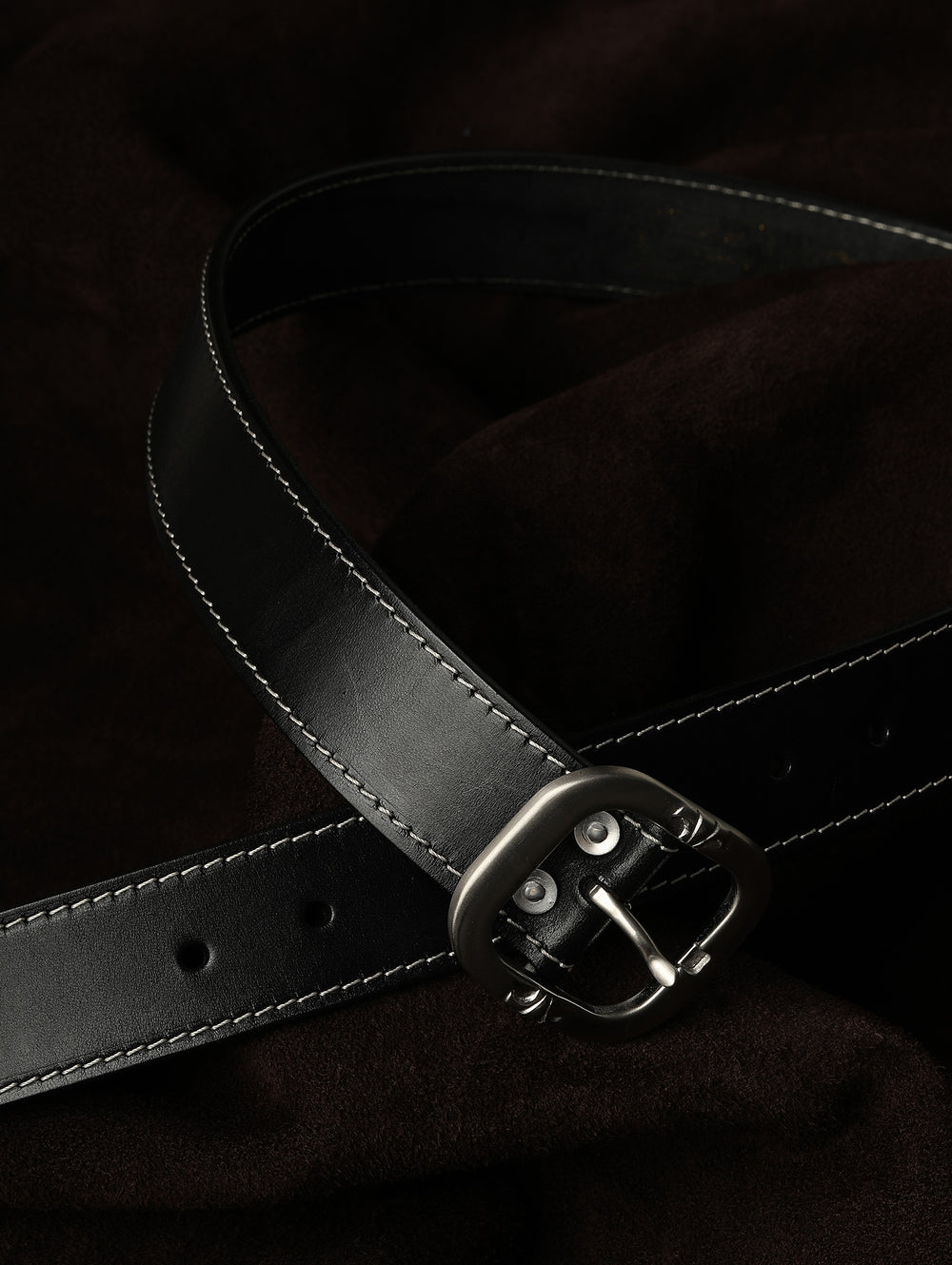 Iris Stainless Steel Pin Buckle Vintage Belt-Hand-Guided Stitching