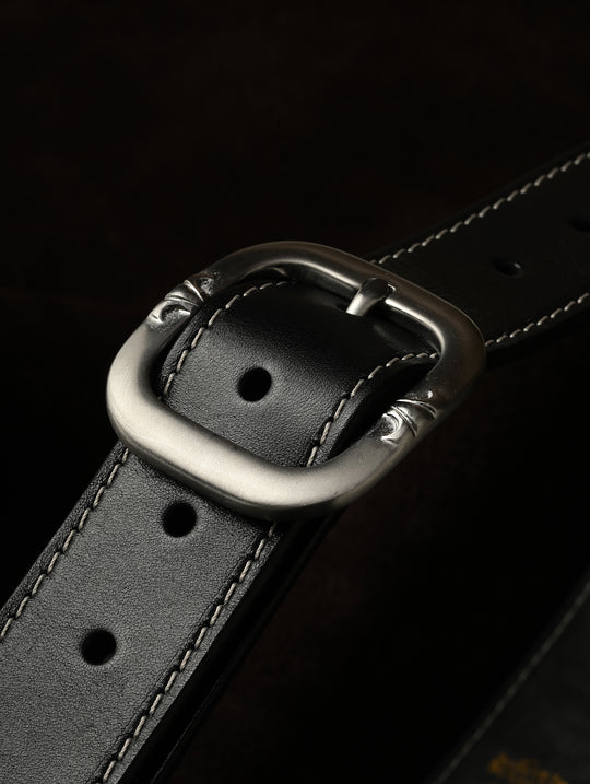 Iris Stainless Steel Pin Buckle Vintage Belt-Hand-Guided Stitching