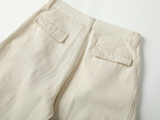Colored-Yarn White Denim Cargo jeans