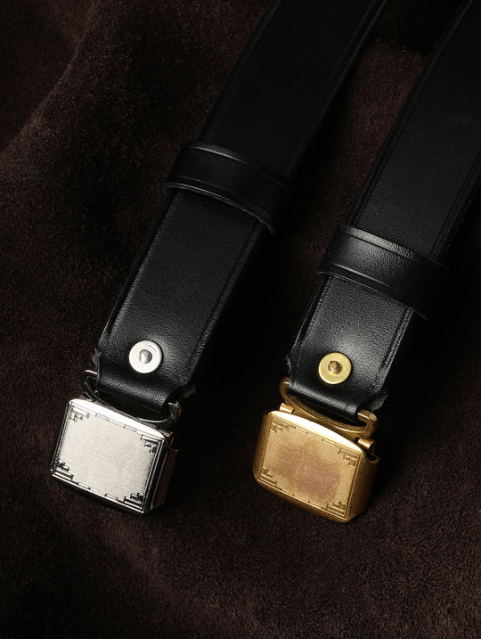 1920s Vintage Gentleman-Style Stainless Steel Hinged Buckle Belt-Silver