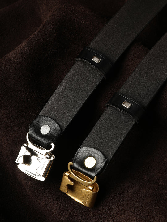 1920s Vintage Gentleman-Style Stainless Steel Hinged Buckle Belt-Silver