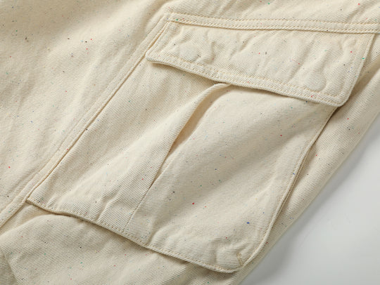 Colored-Yarn White Denim Cargo jeans
