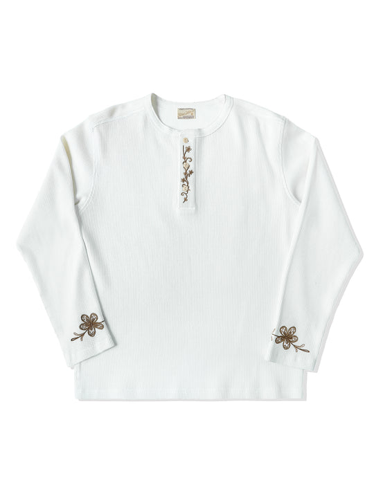 Western Series Flamebloom Henley Shirt-White