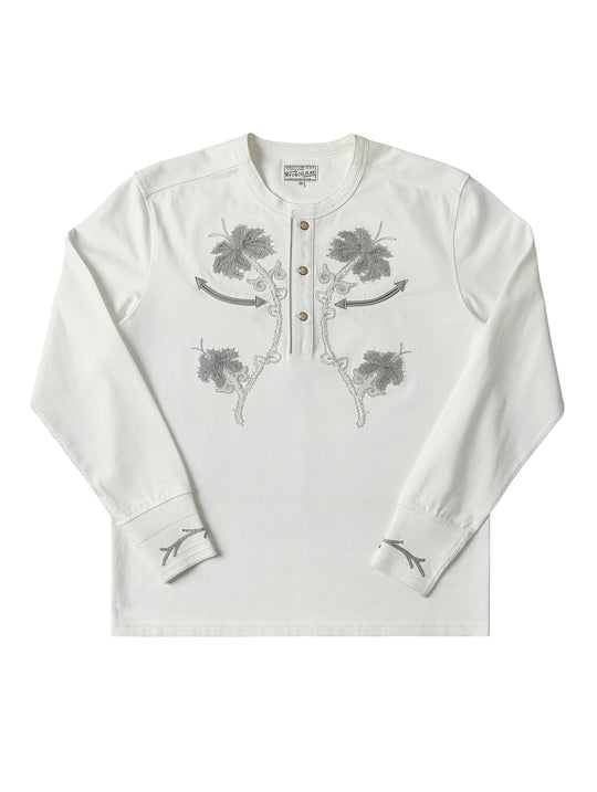 Mvc&Co. Desert Lily Embroidered Henley shirt