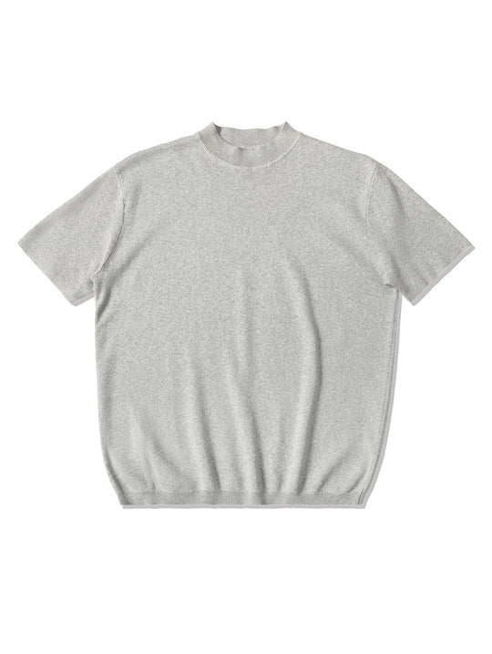 Simple style Knitted Shirt-Light Flecked Grey