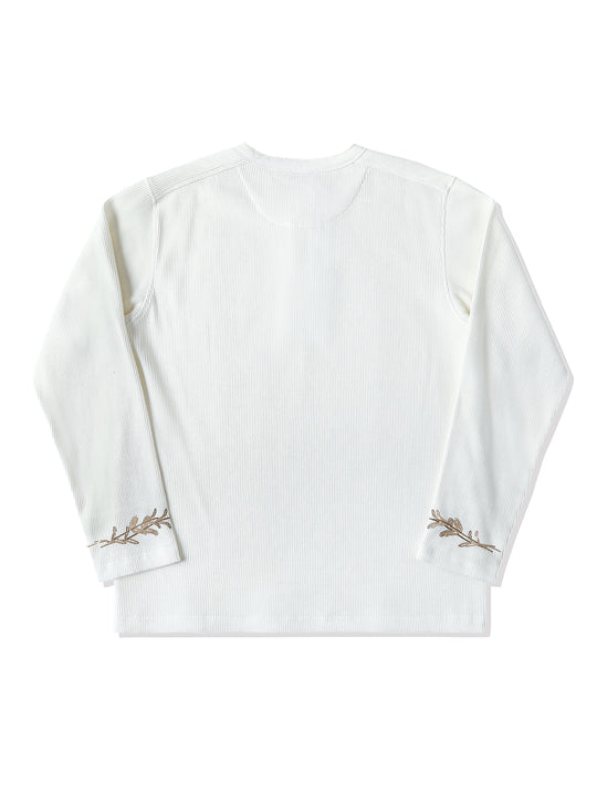 Western Series Flamebloom Henley Shirt-White