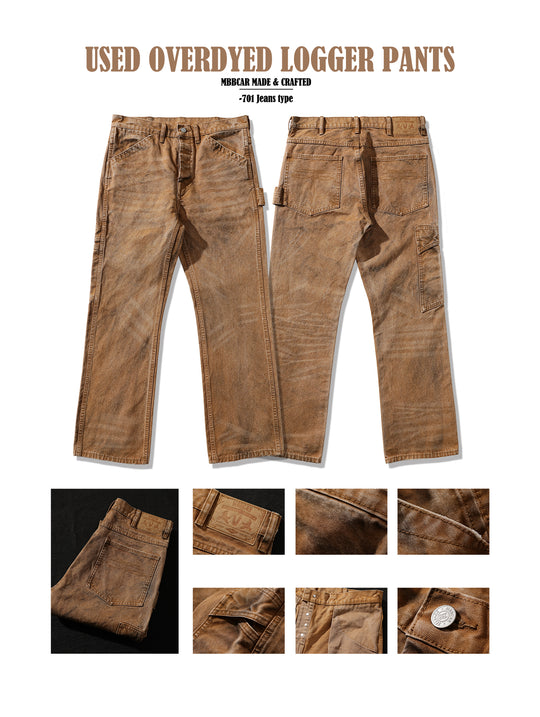 Dirty Wash Overdyed Distressed Straight-Fit Logger jeans