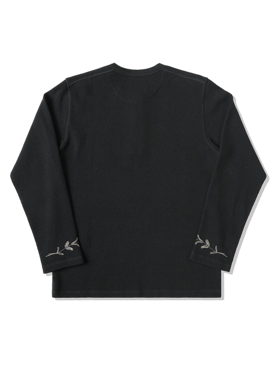 Western Series Flamebloom Henley Shirt-Black