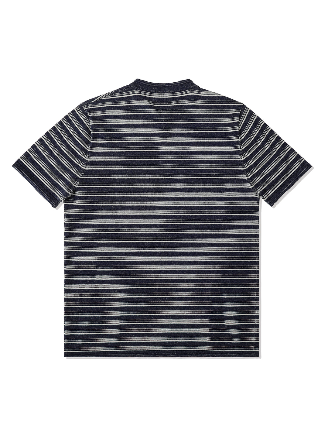 Henley Knitted Shirt-Navy Striped Heather