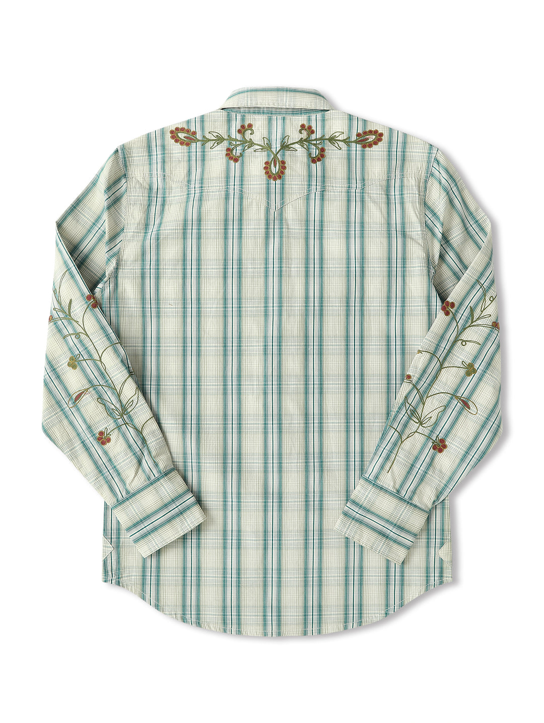 Western Series Green Checkered Floral Western shirt