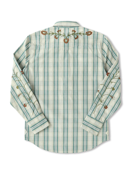Western Series Green Checkered Floral Western shirt