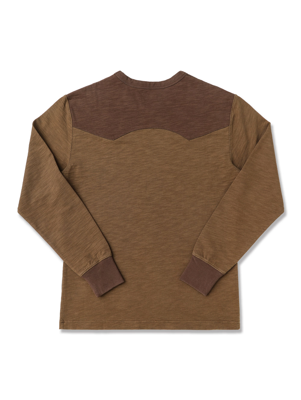 Western Series Sashiko Panel T-shirt-Plain Version Dark Brown