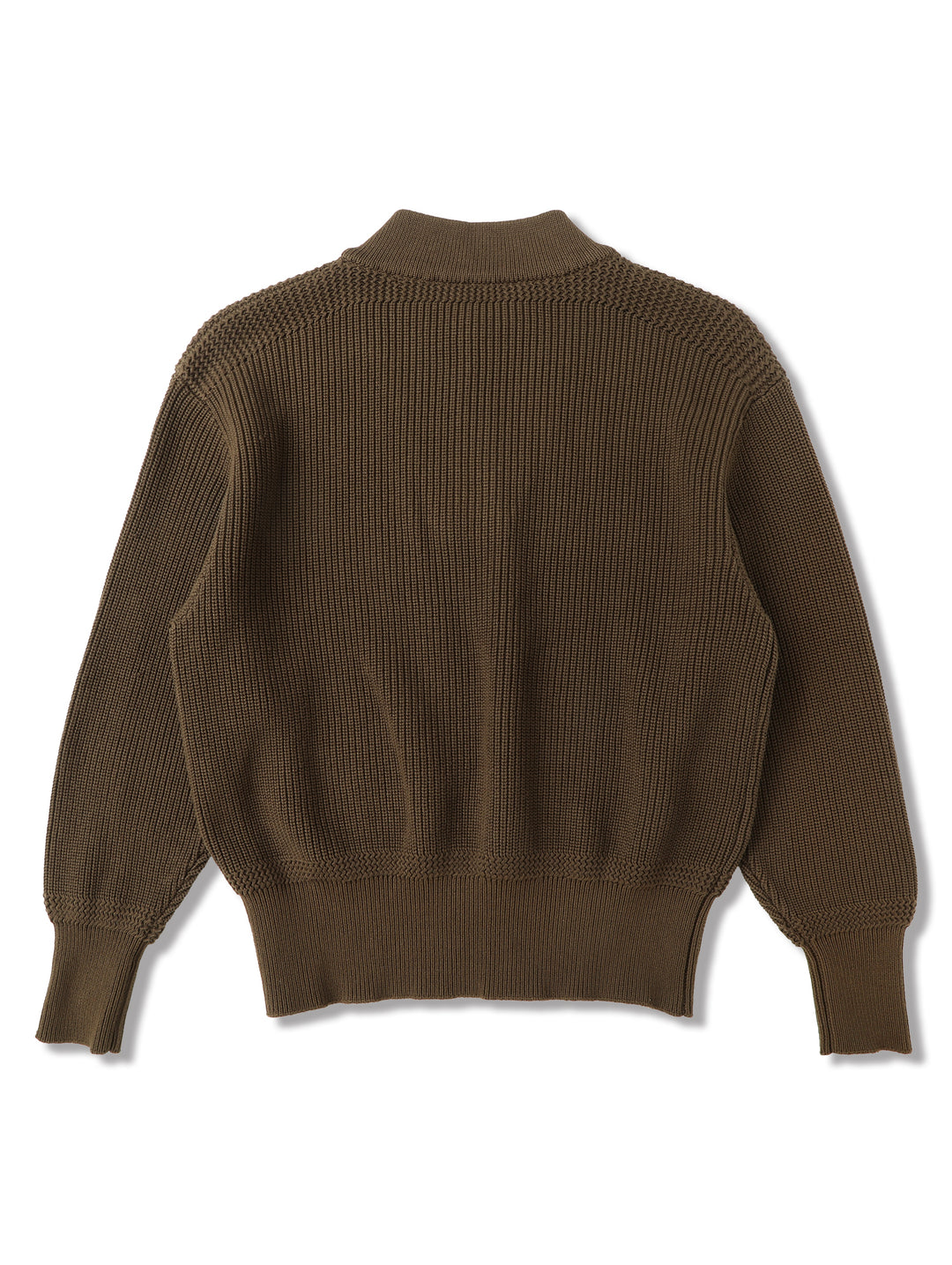 Five-Button Bib-Front Knit Sweater-Khaki Green