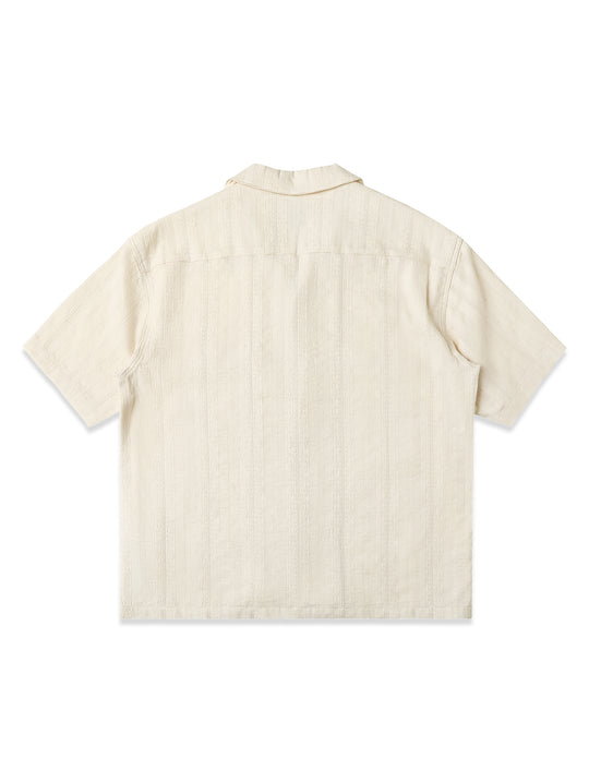 Openwork jacquard Cuban collar shirt