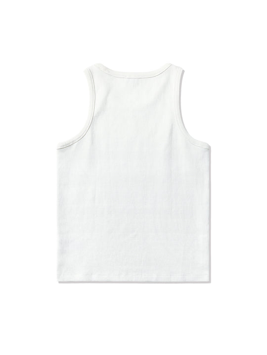 Waffle Tank Top-White