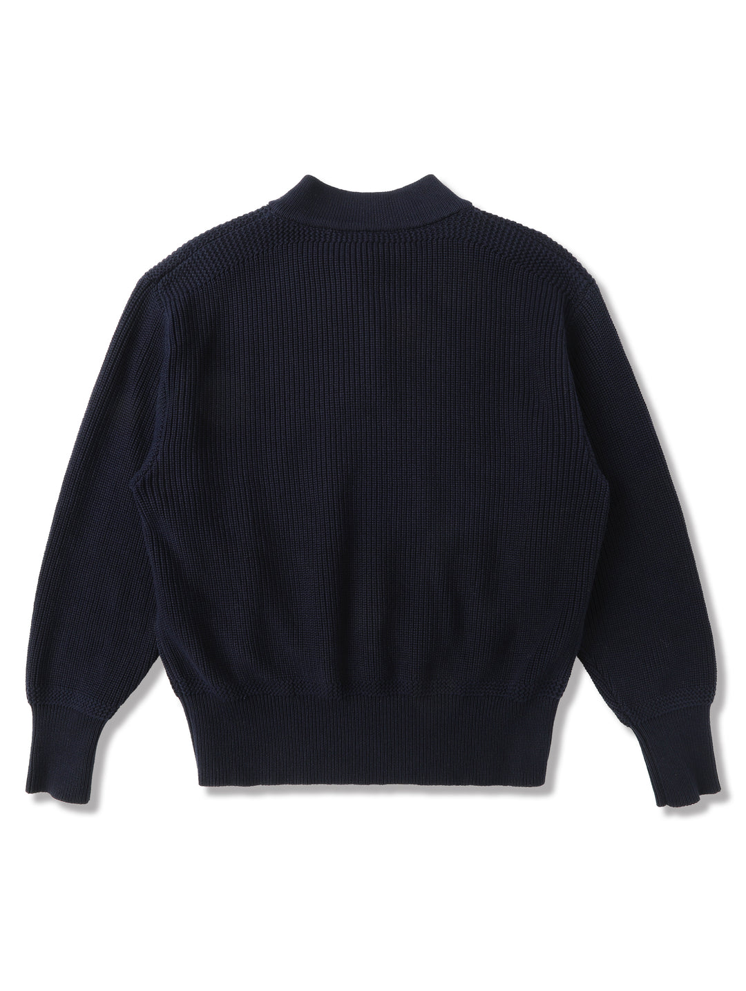 Five-Button Bib-Front Knit Sweater-Navy