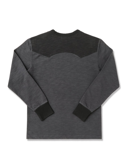 Western Series Sashiko Panel T-shirt-Dark Brown