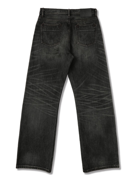 14oz Black Swordsman Washed Pleated jeans