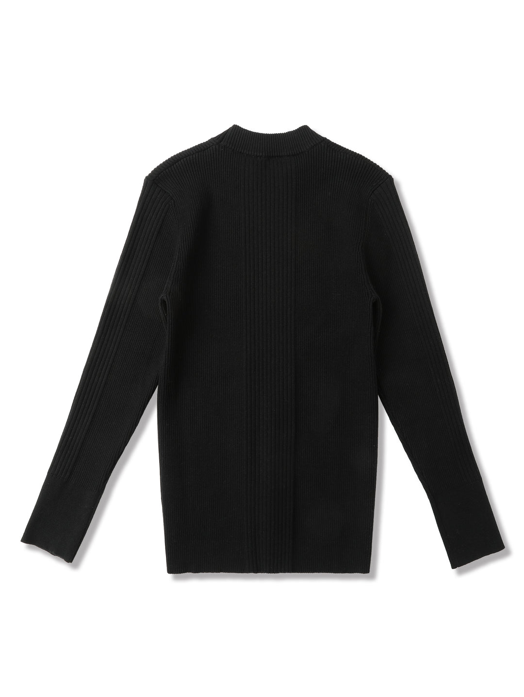 Slim-Fit Ribbed Sport Sweater-Black