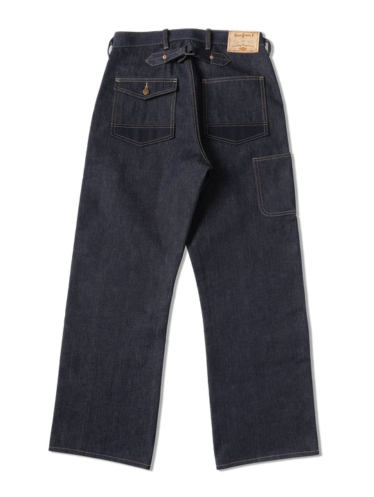 Double-kasuri slub double-knee lumber denim jeans