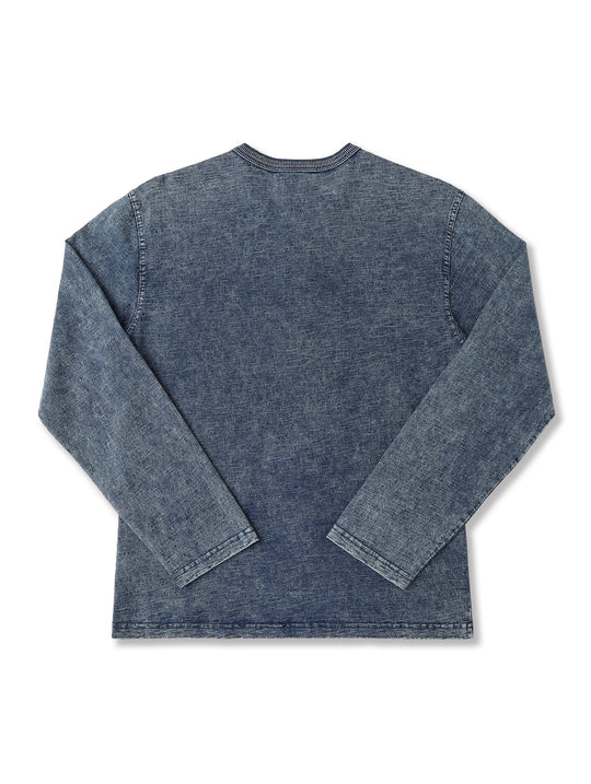 Western Series Washed Knit Denim Henley shirt