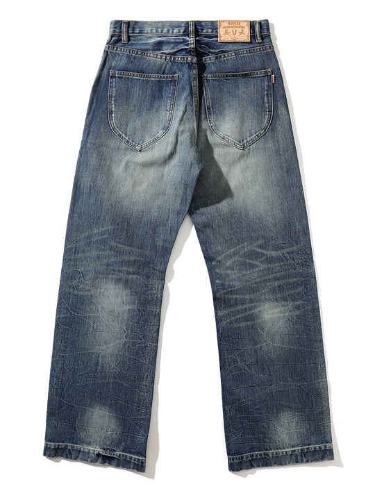 Tie-dye Distressed Ripped Washed Wide-Leg jeans