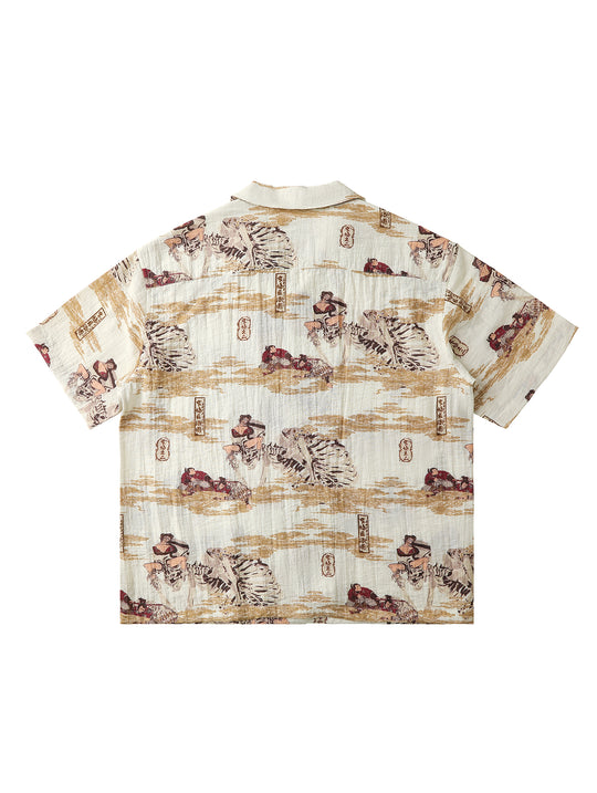 Ukiyo-e Print Cuban Collar Aloha Shirt