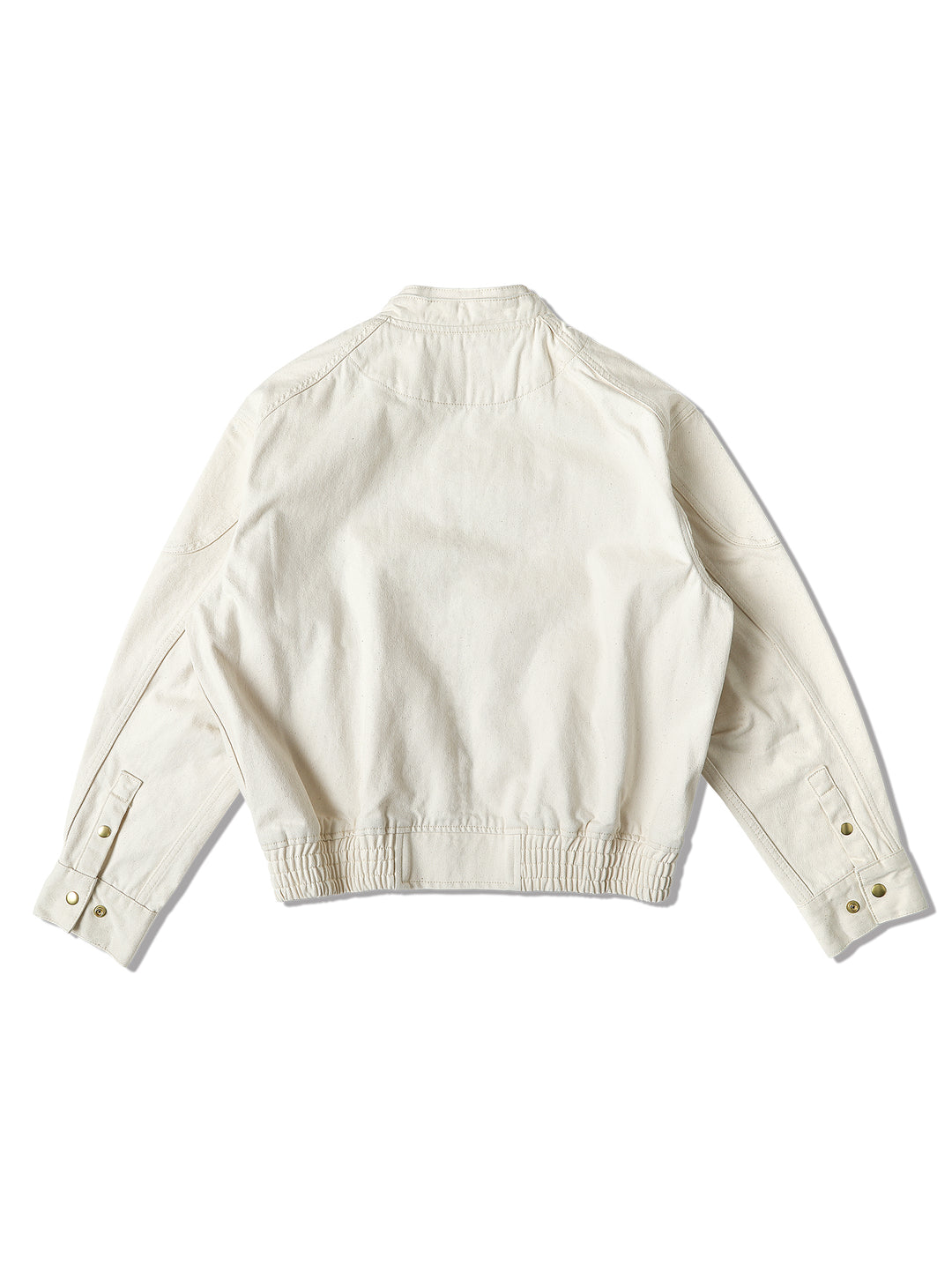 Motorcycle-Style White Denim Harrington Jacket