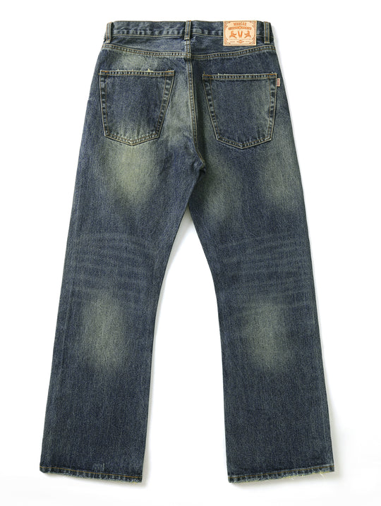 Hippie Studded Crystal Selvedge Denim Flared jeans