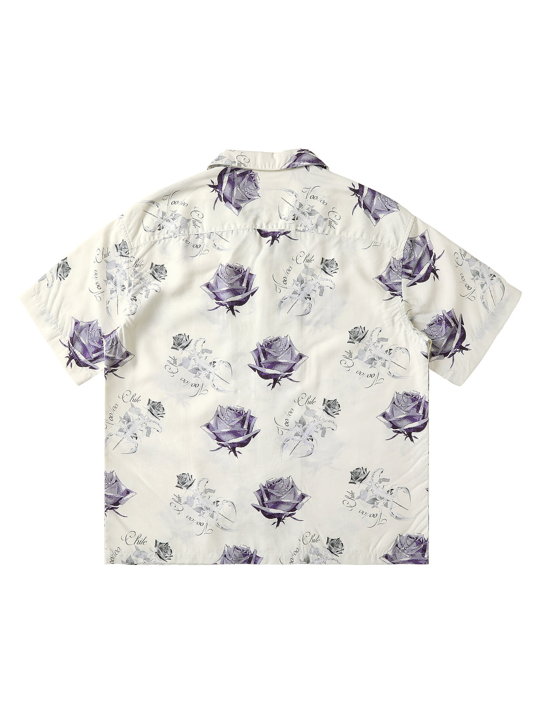 Scorpion & Rose Print Cuban Collar Aloha Shirt
