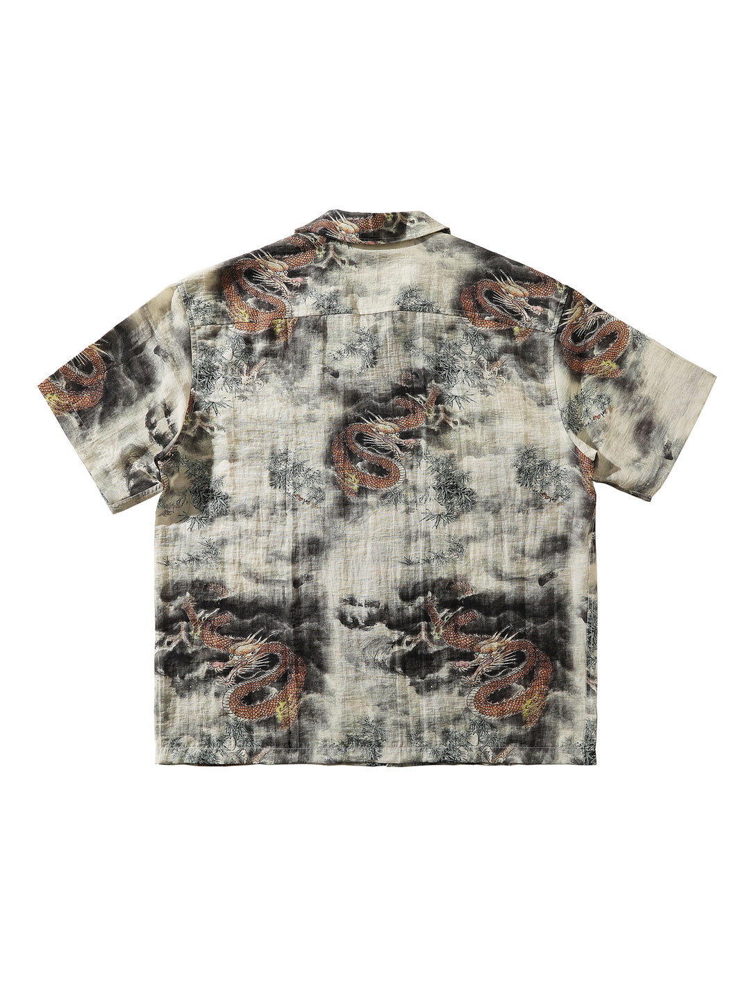 Chinese Ink Wash Dragon Motif Cuban Collar Aloha Shirt