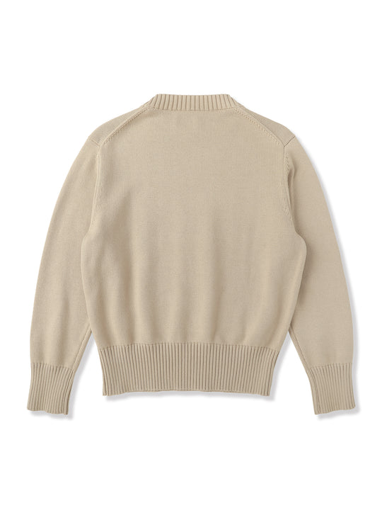 Ivy-Style Crewneck Sport Sweater-Apricot
