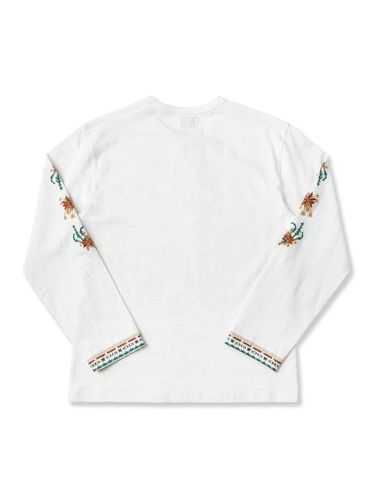 Western Series Embroidered Henley shirt-White