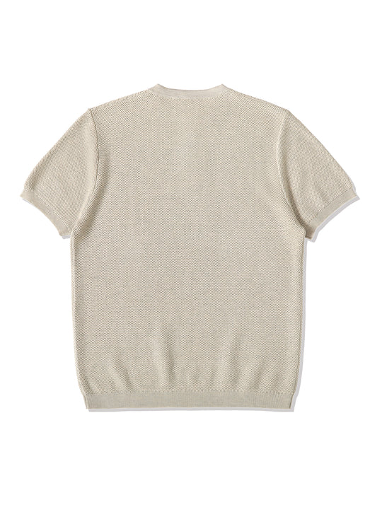 Henley Knitted Shirt-Beige gray