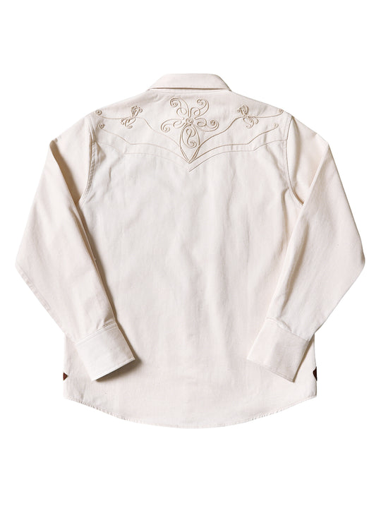 Mvc&Co. White Denim Couching Embroidery Shirt