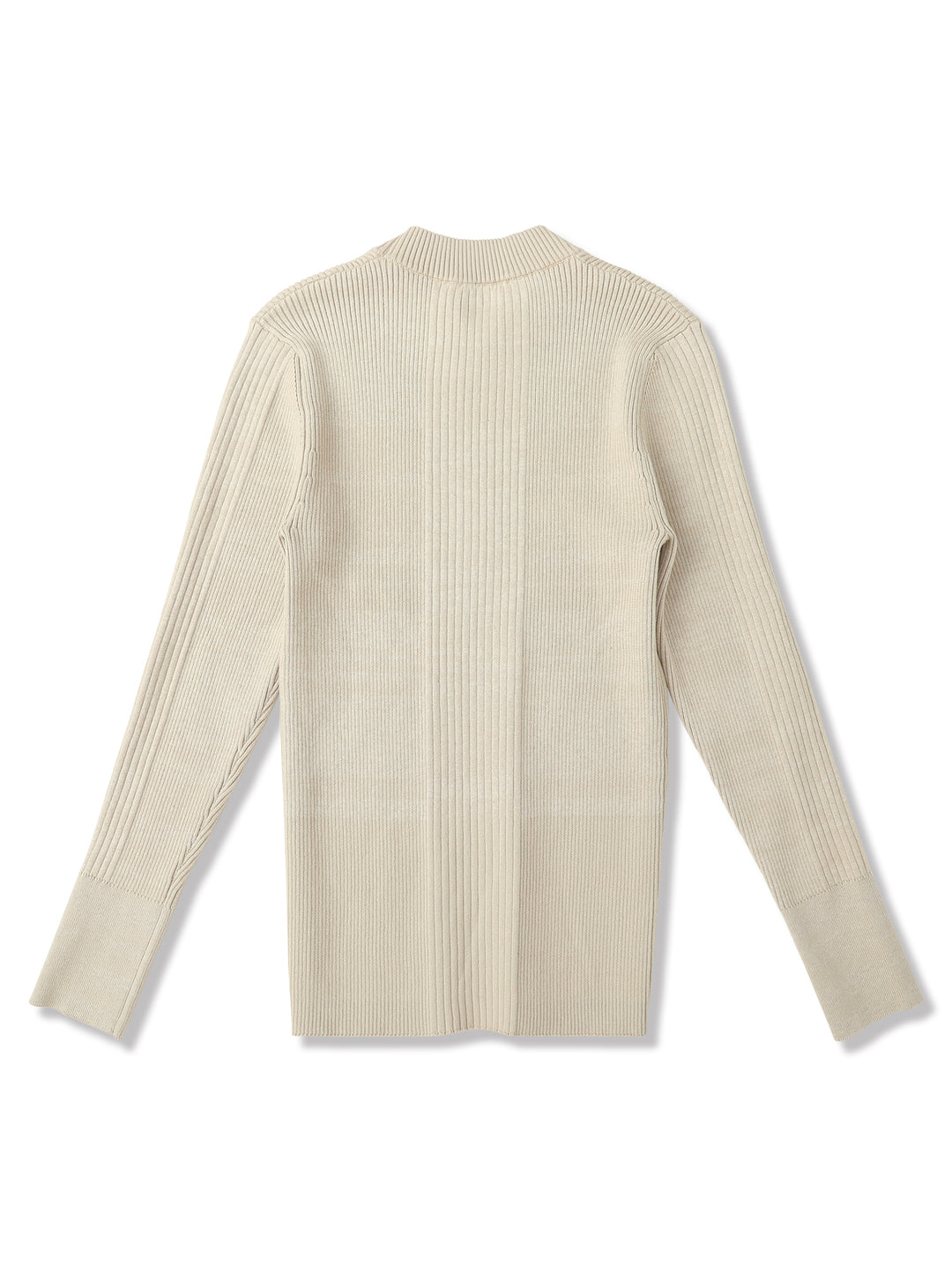 Slim-Fit Ribbed Sport Sweater-Apricot