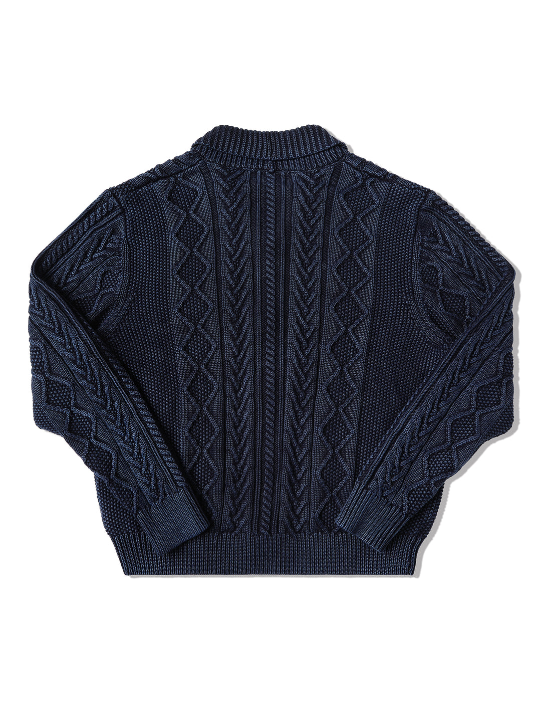 Western Series Washed Indigo-Dyed Cable Sweater
