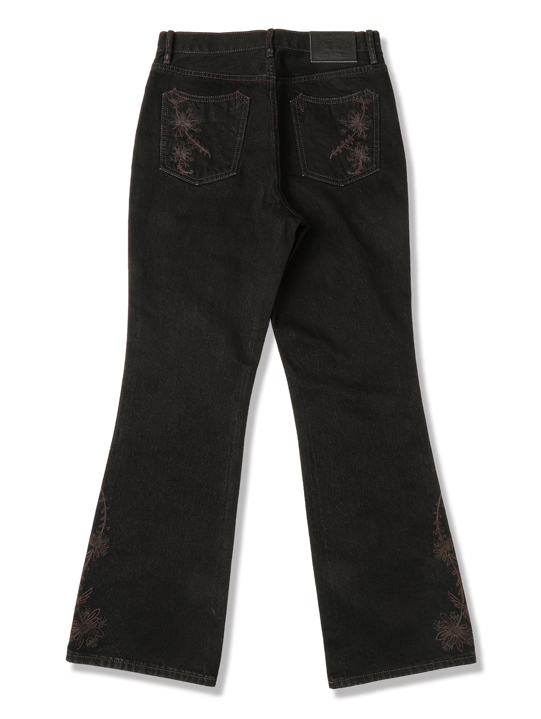 Western Series 14.3oz Black Swordsman Embroidered Flared jeans