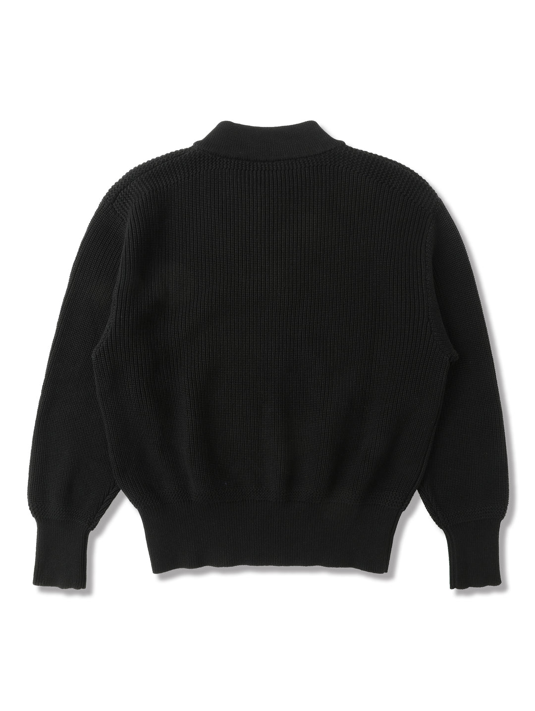 Five-Button Bib-Front Knit Sweater-Black
