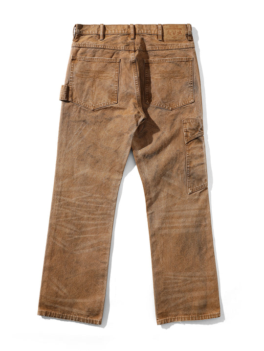 Dirty Wash Overdyed Distressed Straight-Fit Logger jeans