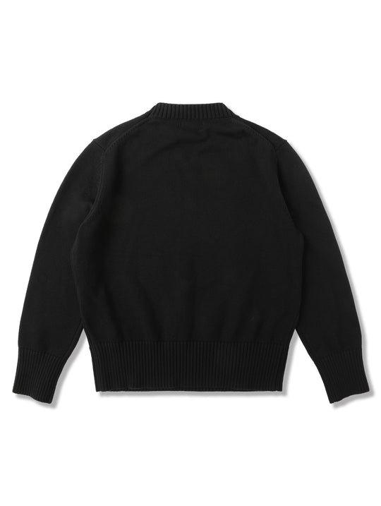 Ivy-Style Crewneck Sport Sweater-Black